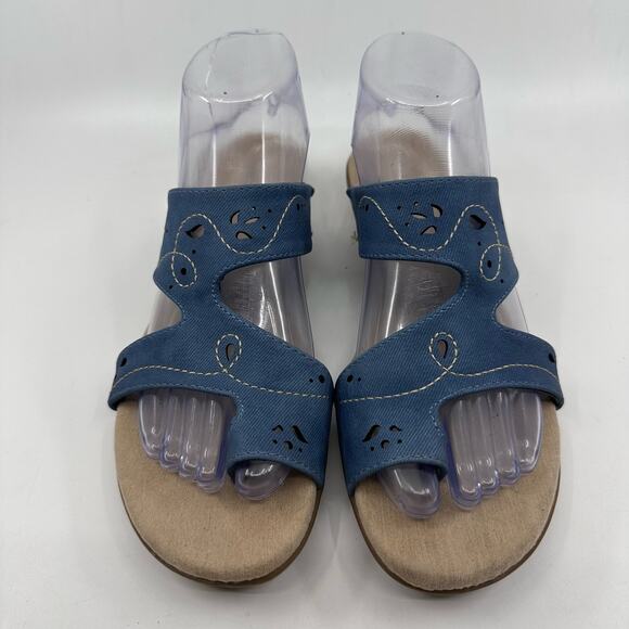 Jasmin Blue Cut-Out Sandal WMNS 8.5M Strappy Open Toe Slip-On JNAHANT Designer - Picture 1 of 10